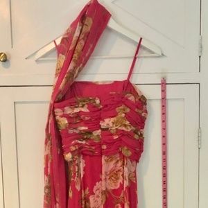 Chetta B Strapless Floral Gown with scarf